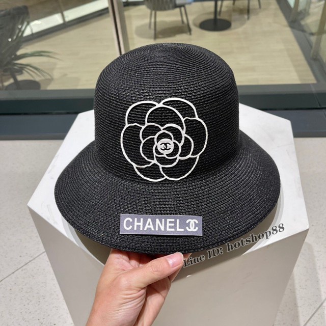 CHANEL專門店新款香奈兒山茶花盆帽大簷帽大草帽 mmyj3378